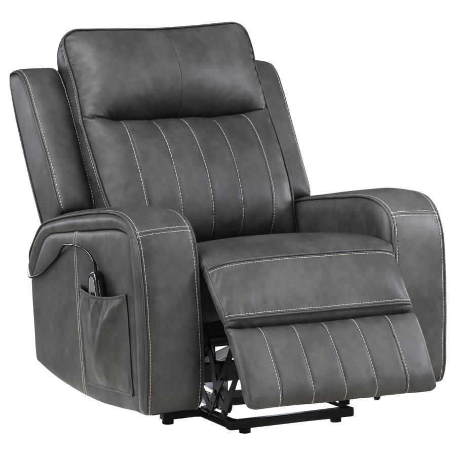 Raelynn Upholstered Power Lift Recliner Chair Grey-1