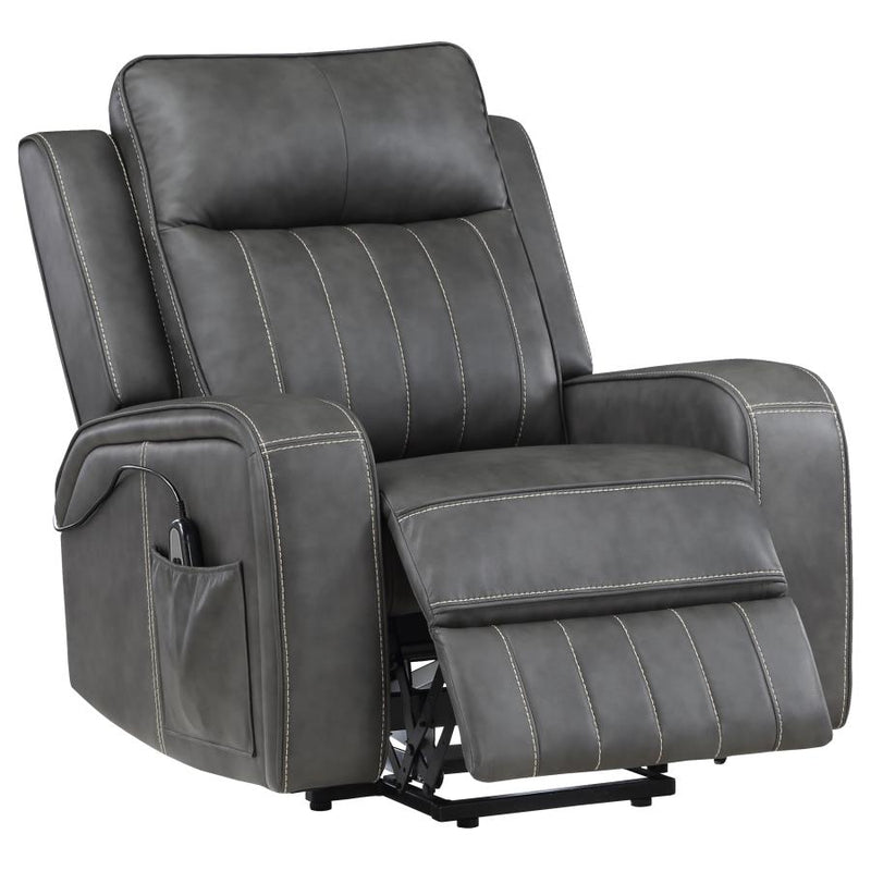 Raelynn Upholstered Power Lift Recliner Chair Grey-zoom-