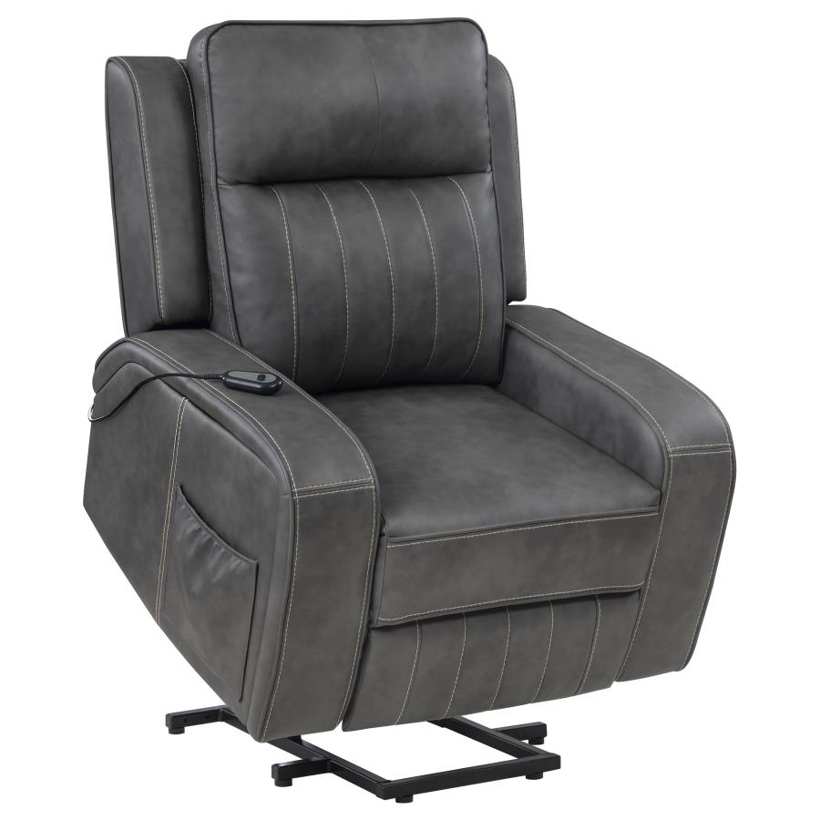 Raelynn Upholstered Power Lift Recliner Chair Grey-zoom-6