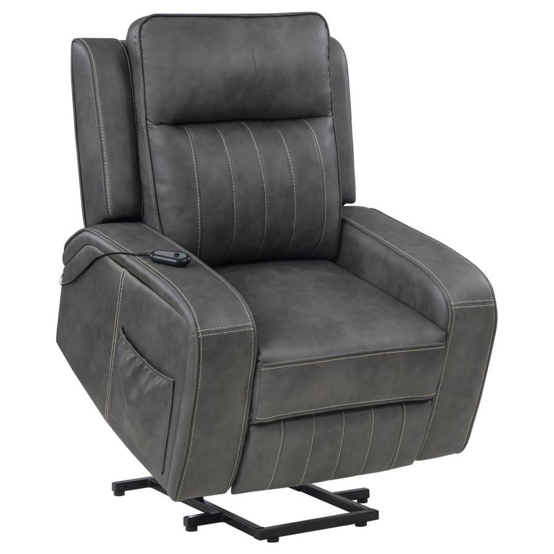 Raelynn Upholstered Power Lift Recliner Chair Grey-zoom-