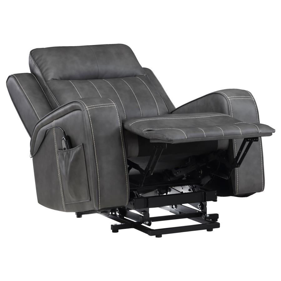 Raelynn Upholstered Power Lift Recliner Chair Grey-7