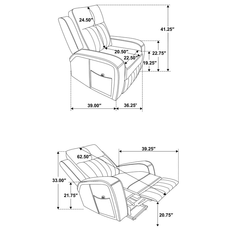 Raelynn Upholstered Power Lift Recliner Chair Grey-10