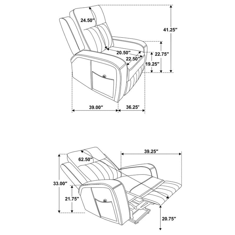 Raelynn Upholstered Power Lift Recliner Chair Grey-zoom-
