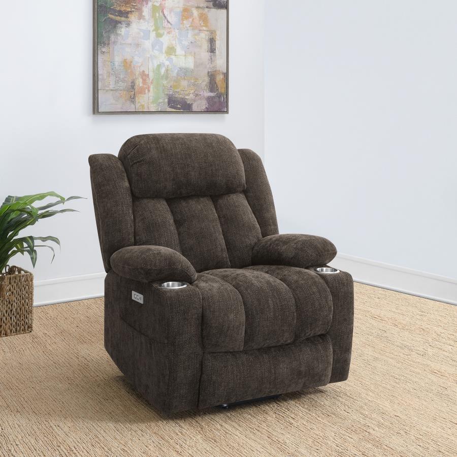 Houston Upholstered Power Lift Recliner Chair Dark Brown-2