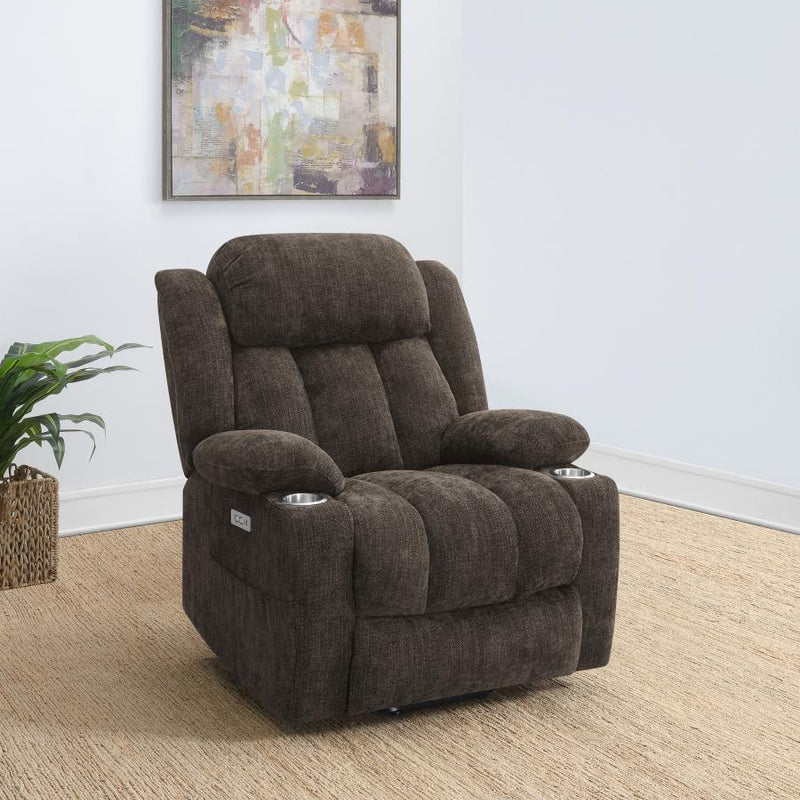 Houston Upholstered Power Lift Recliner Chair Dark Brown-zoom-