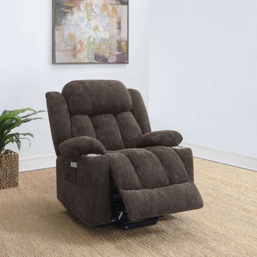 Houston Upholstered Power Lift Recliner Chair Dark Brown-zoom-3