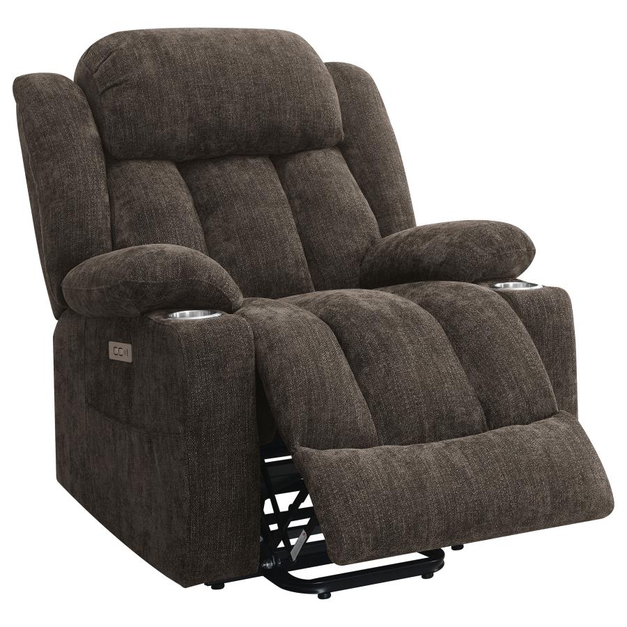 Houston Upholstered Power Lift Recliner Chair Dark Brown-5