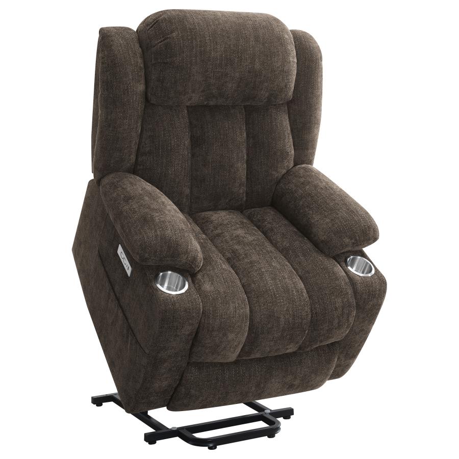 Houston Upholstered Power Lift Recliner Chair Dark Brown-zoom-6