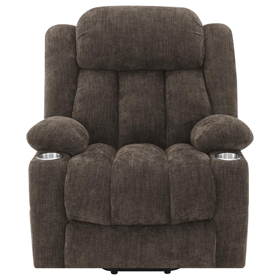 Houston Upholstered Power Lift Recliner Chair Dark Brown-7