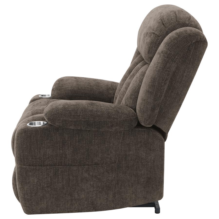 Houston Upholstered Power Lift Recliner Chair Dark Brown-9