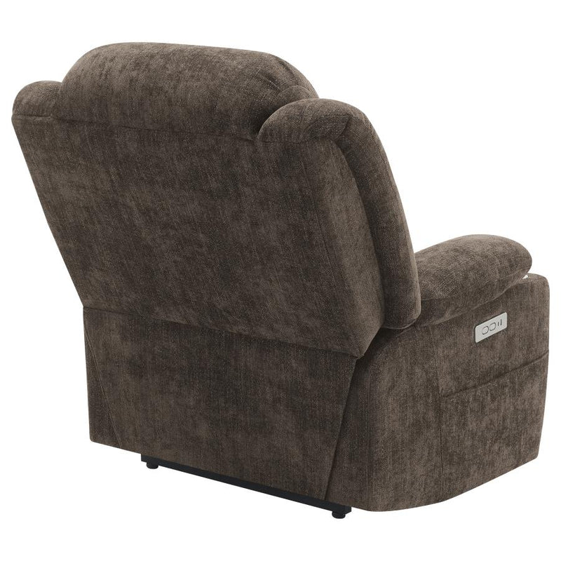 Houston Upholstered Power Lift Recliner Chair Dark Brown-zoom-