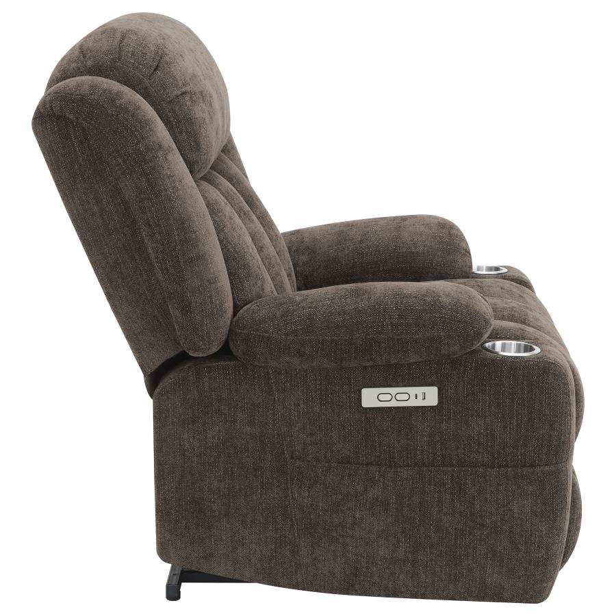 Houston Upholstered Power Lift Recliner Chair Dark Brown-12