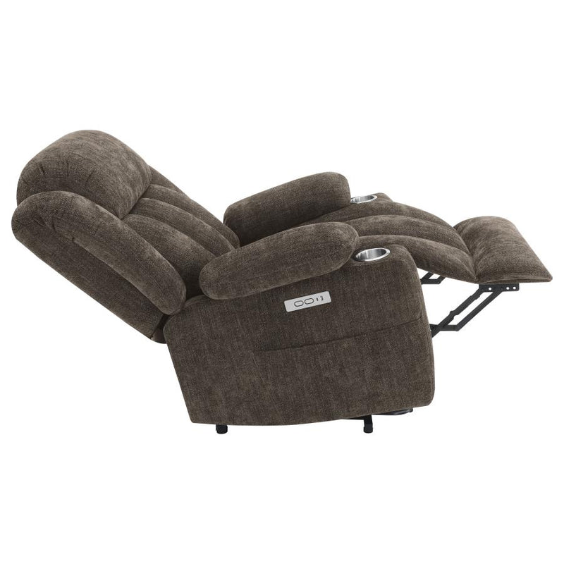 Houston Upholstered Power Lift Recliner Chair Dark Brown-zoom-