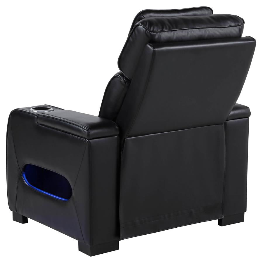Zuma Faux Leather Upholstered Dual Power LED Recliner Black-zoom-6