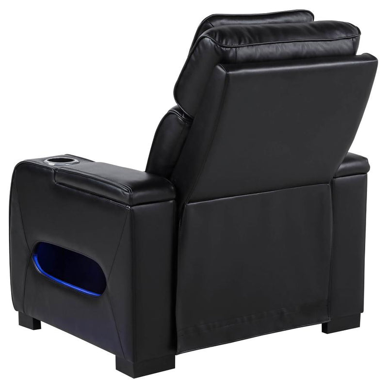 Zuma Faux Leather Upholstered Dual Power LED Recliner Black-zoom-