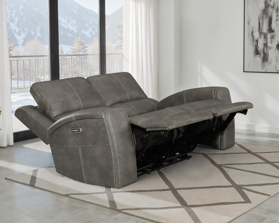 Brickston Triple Power Reclining Loveseat Charcoal-1