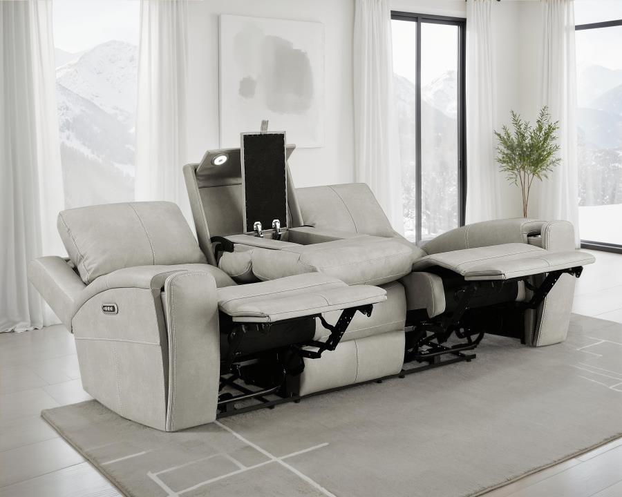 Brickston Triple Power Reclining Sofa Grey-1