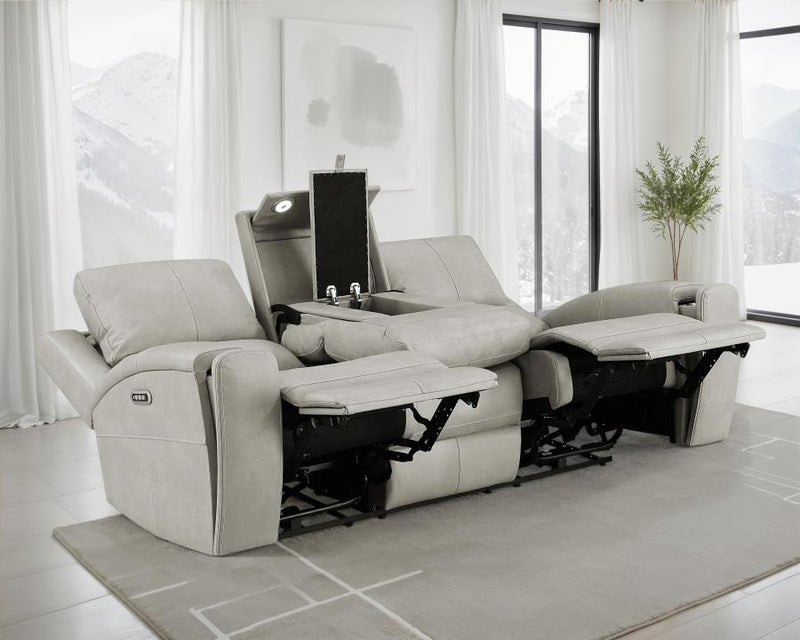 Brickston Triple Power Reclining Sofa Grey-zoom-