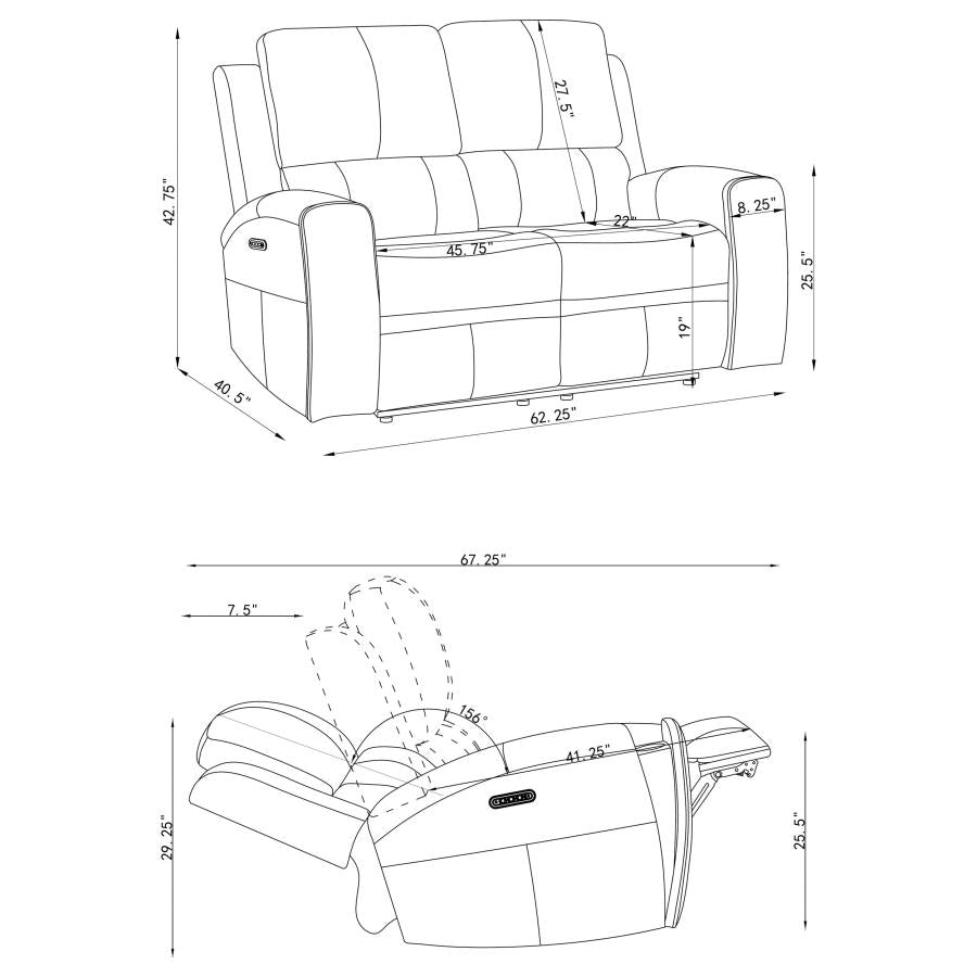 Brickston Triple Power Reclining Loveseat Grey-14