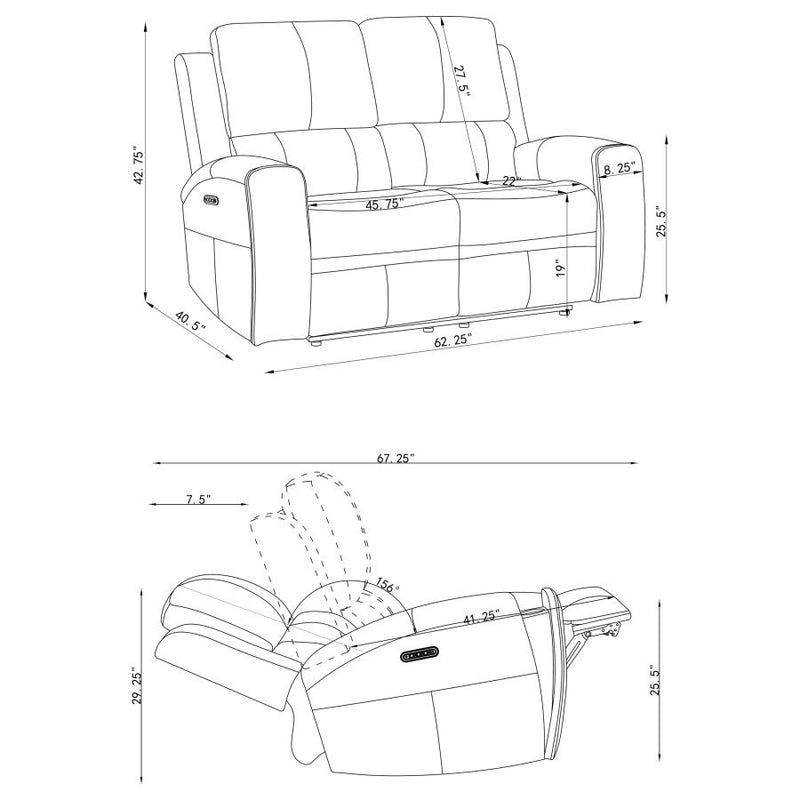 Brickston Triple Power Reclining Loveseat Grey-zoom-