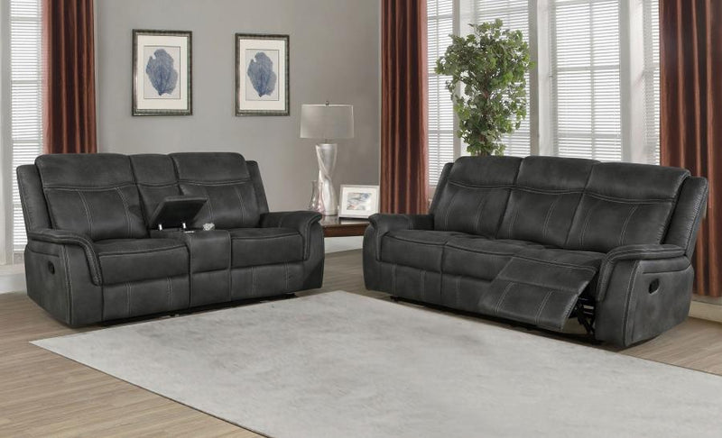 Lawrence 2-piece Upholstered Reclining Sofa Set Charcoal-zoom-