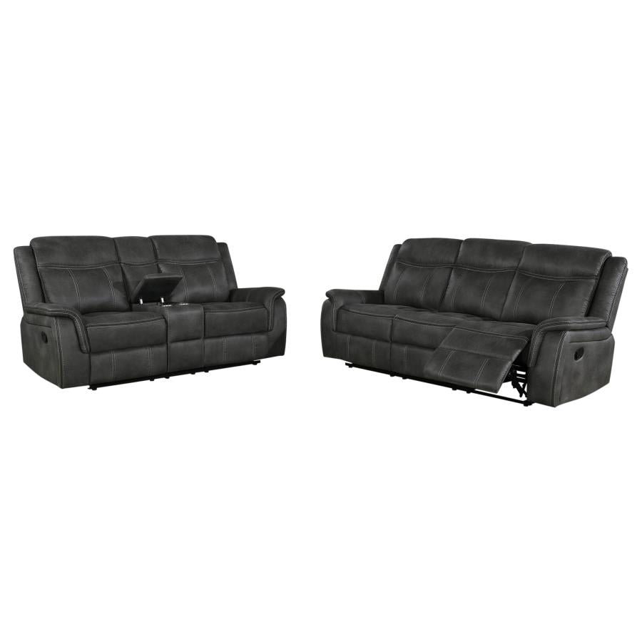 Lawrence 2-piece Upholstered Reclining Sofa Set Charcoal-2