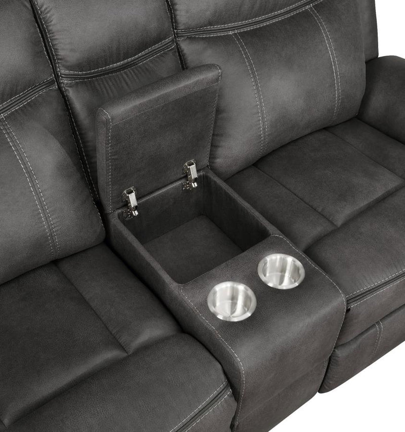 Lawrence 2-piece Upholstered Reclining Sofa Set Charcoal-zoom-