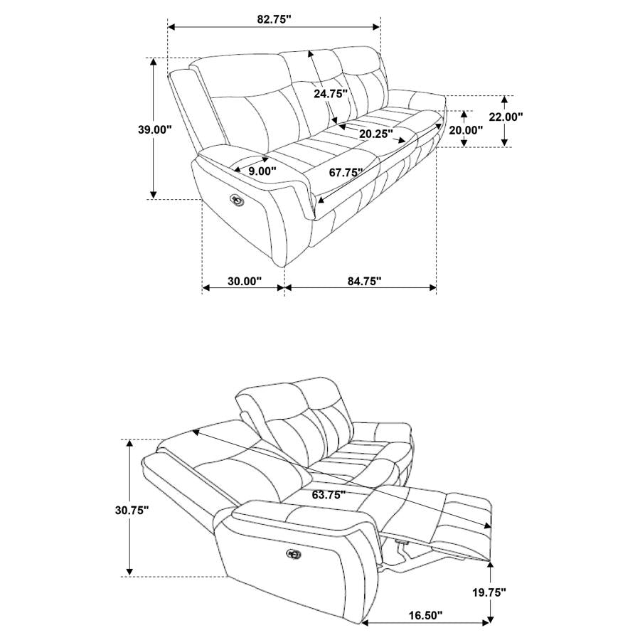 Lawrence 2-piece Upholstered Reclining Sofa Set Charcoal-zoom-8