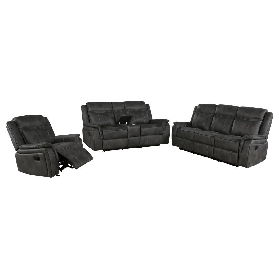 Lawrence 3-piece Upholstered Reclining Sofa Set Charcoal-zoom-2