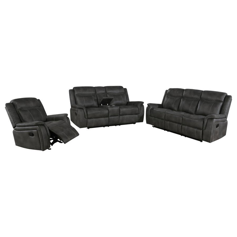 Lawrence 3-piece Upholstered Reclining Sofa Set Charcoal-zoom-