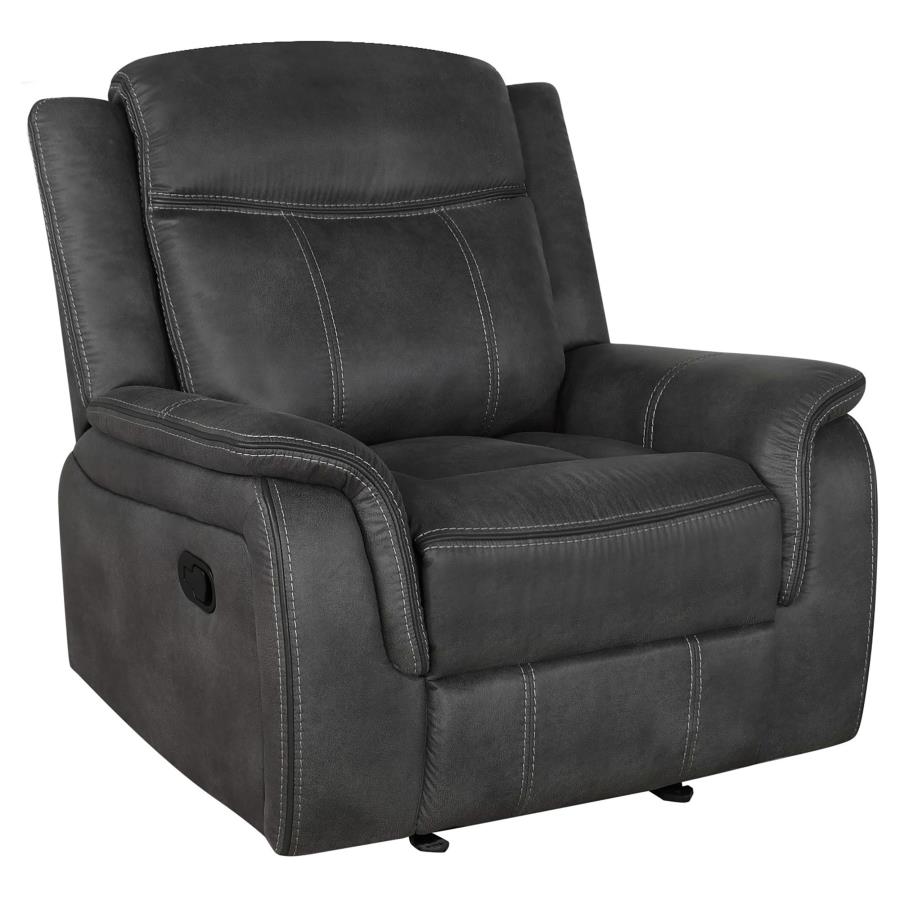 Lawrence 3-piece Upholstered Reclining Sofa Set Charcoal-5