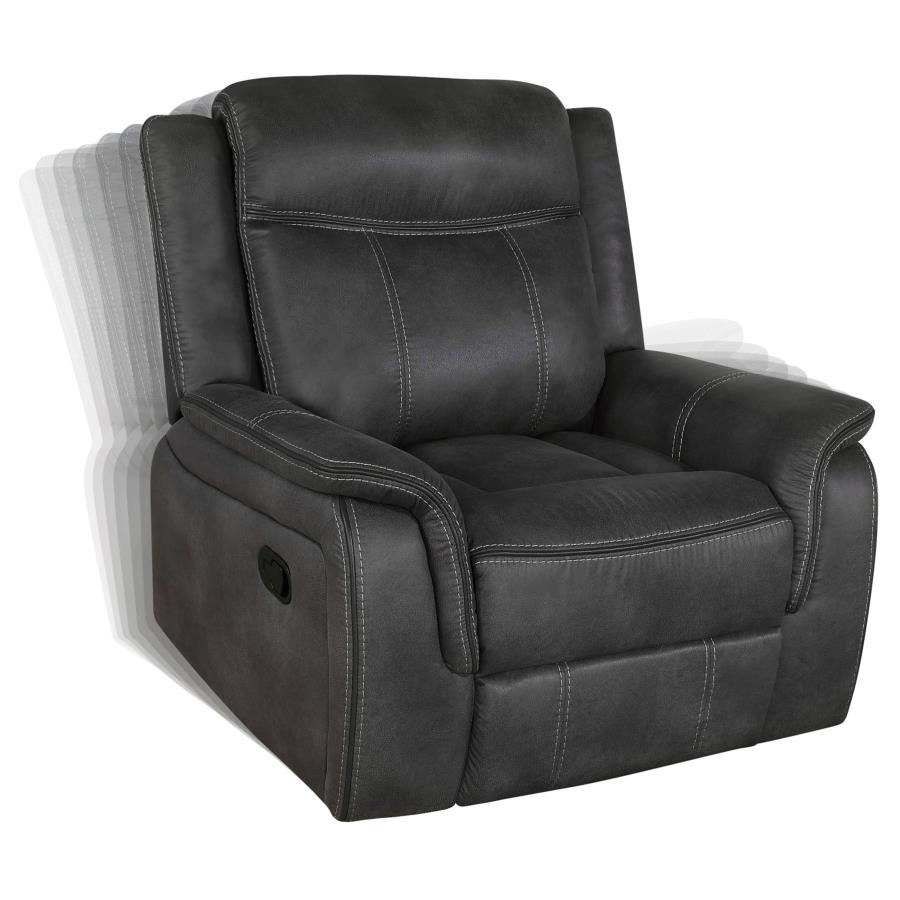 Lawrence 3-piece Upholstered Reclining Sofa Set Charcoal-6