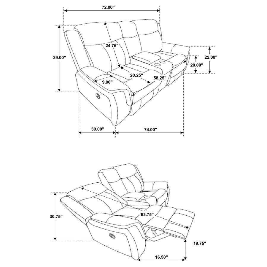 Lawrence 3-piece Upholstered Reclining Sofa Set Charcoal-zoom-11