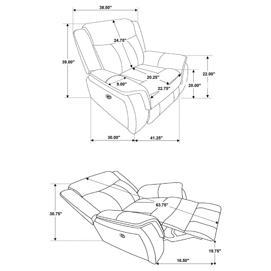 Lawrence 3-piece Upholstered Reclining Sofa Set Charcoal-zoom-12