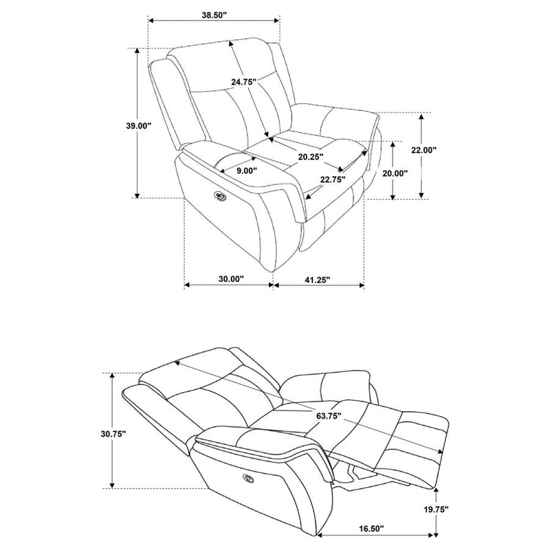 Lawrence 3-piece Upholstered Reclining Sofa Set Charcoal-zoom-