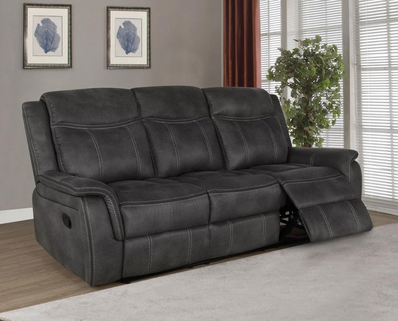 Lawrence Upholstered Padded Arm Reclining Sofa Charcoal-zoom-