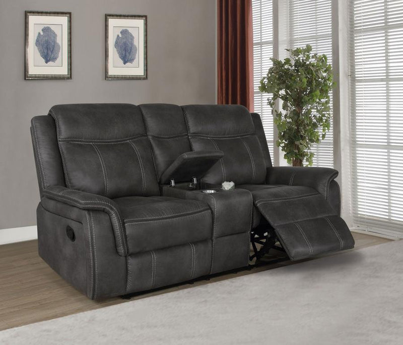 Lawrence Upholstered Padded Arm Reclining Loveseat Charcoal-zoom-