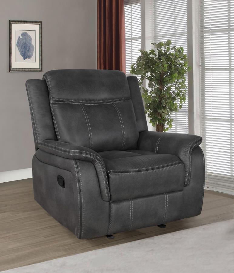 Lawrence Upholstered Padded Arm Glider Recliner Charcoal-zoom-2