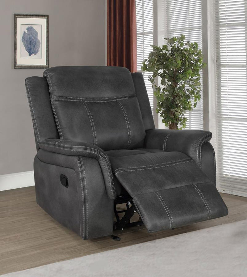 Lawrence Upholstered Padded Arm Glider Recliner Charcoal-zoom-