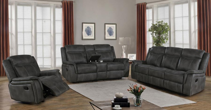 Lawrence Upholstered Padded Arm Glider Recliner Charcoal-zoom-