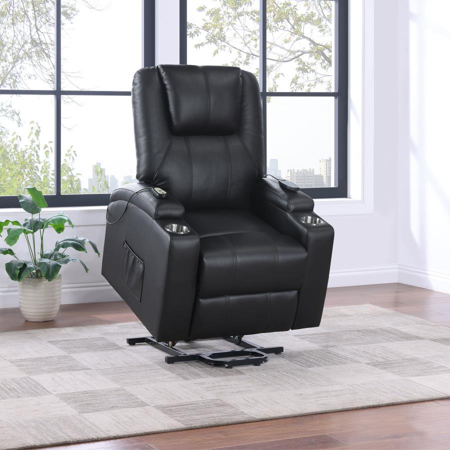Armstrong Upholstered Power Lift Massage Recliner Black-4