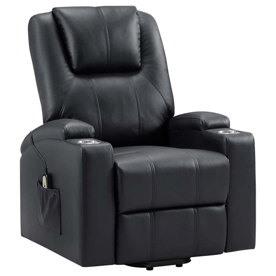 Armstrong Upholstered Power Lift Massage Recliner Black-zoom-5