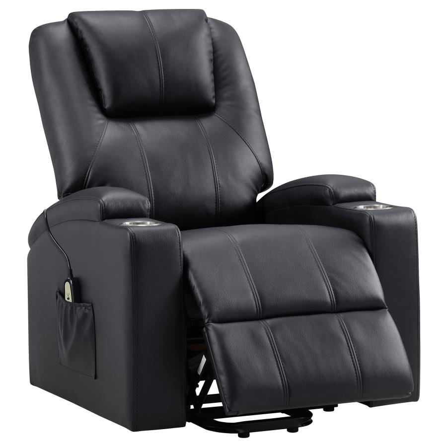Armstrong Upholstered Power Lift Massage Recliner Black-1