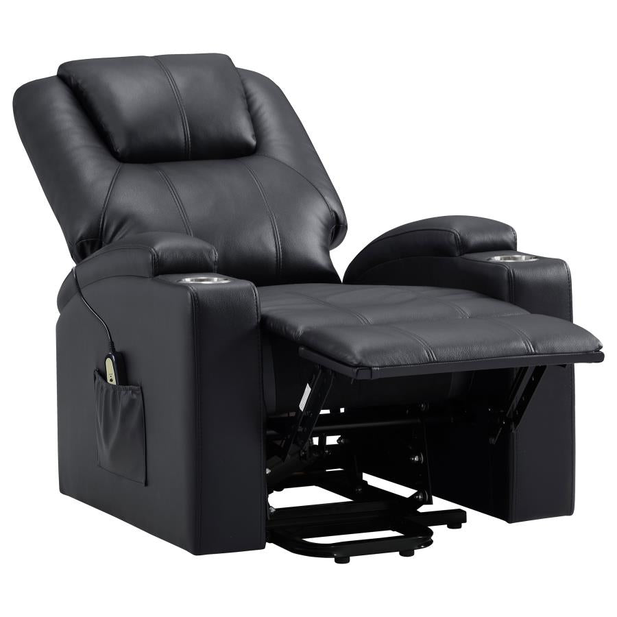 Armstrong Upholstered Power Lift Massage Recliner Black-zoom-6