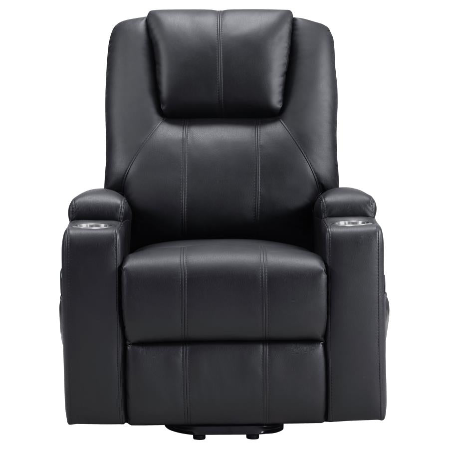 Armstrong Upholstered Power Lift Massage Recliner Black-zoom-7