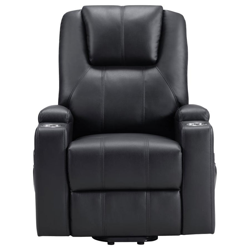 Armstrong Upholstered Power Lift Massage Recliner Black-zoom-