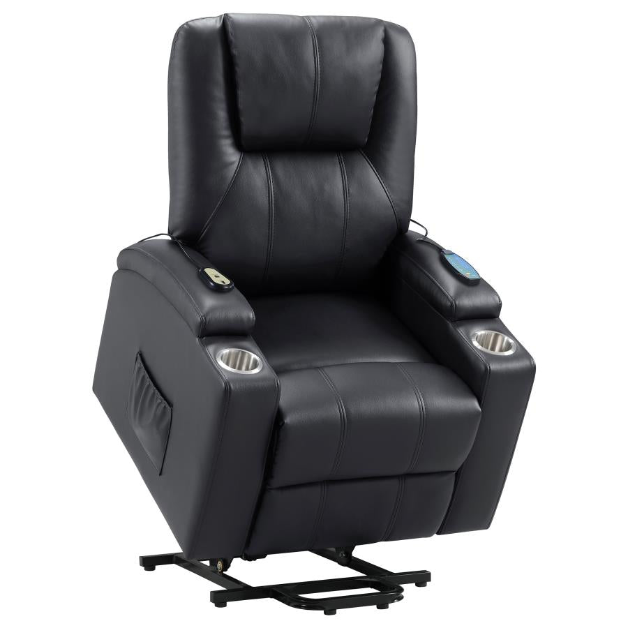 Armstrong Upholstered Power Lift Massage Recliner Black-zoom-8