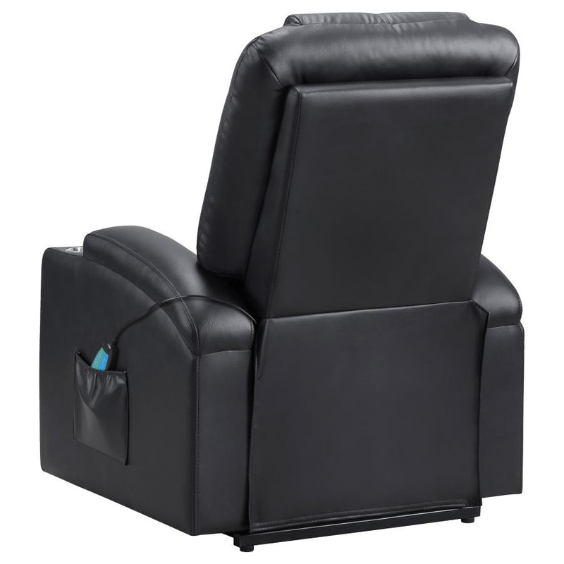 Armstrong Upholstered Power Lift Massage Recliner Black-zoom-