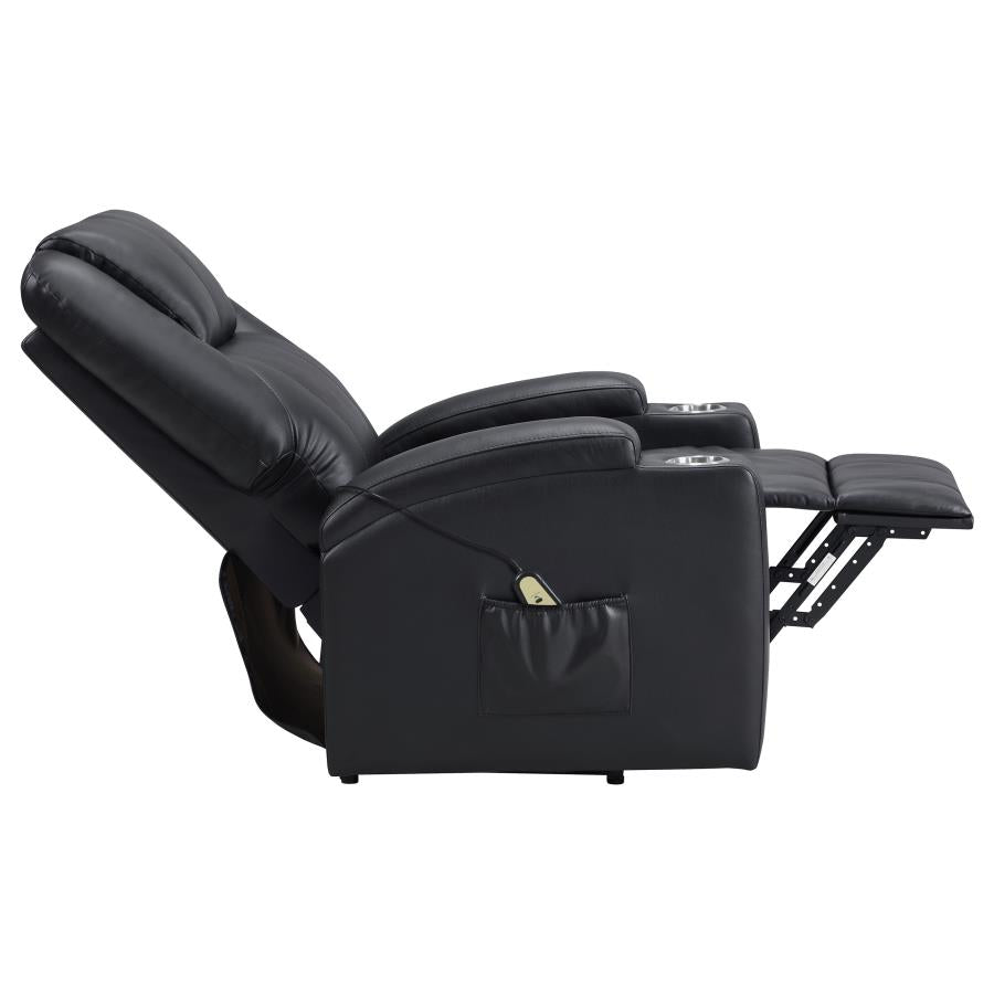 Armstrong Upholstered Power Lift Massage Recliner Black-10