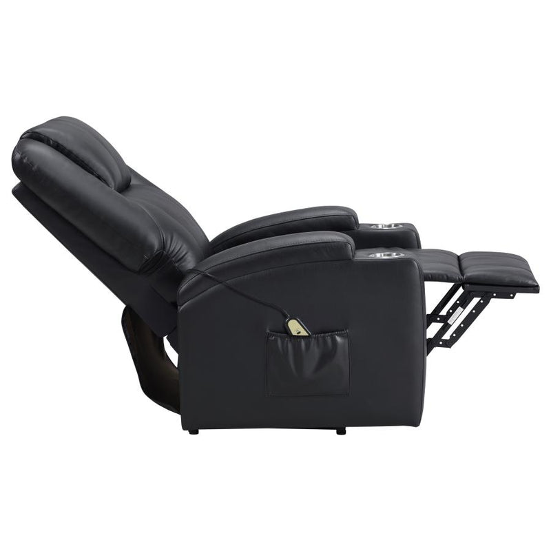 Armstrong Upholstered Power Lift Massage Recliner Black-zoom-